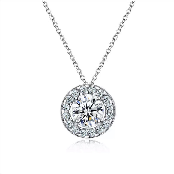 New Women’s 925 Silver Beautiful Round Diamond Lovepromise Necklace - Picture 3 of 6